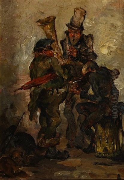 Three Musicians With Dog - view 1