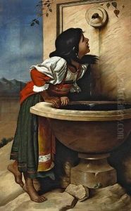 Roman Girl At A Fountain (after Leon Joseph Florentin Bonnat) Roman Girl At A Fountain (after Leon Joseph Florentin Bonnat)
