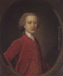 Portrait Of Lord Charles Gordon, Aged 17, In A Red Coat With A Gold-embroidered Waistcoat by John Alexander