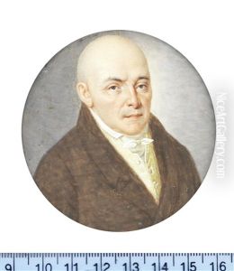 A Gentleman, Wearing Brown Coat, Striped Yellow Waistcoat, White Chemise And Tied Stock