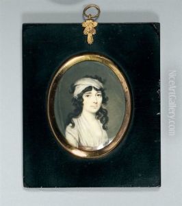 Portrait De Jeune Femme En Robe De Soie Blanche Et Foulard Retenant Sa Chevelure