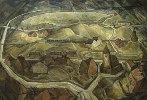 Blick Auf Niedergrunstadt Bei Weimar by Hermann Abeking