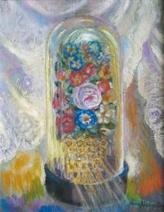 Fleurs Sous Une Cloche De Verre