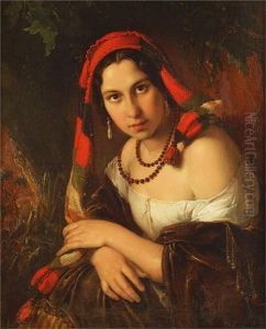 Portrat Einer Zigeunerin by Nikolai Mikhailovich Alexeev