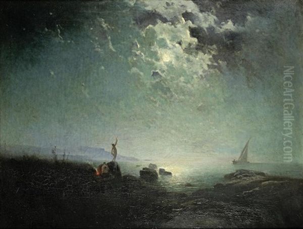 Moonlit Coastal Scene - view 1