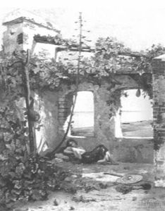 A Girl Sleeping Under A Pergola In A Coastal Landscape A Girl Sleeping Under A Pergola In A Coastal Landscape