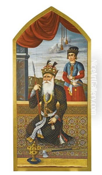 A Monumental Portrait Of King Jamshid - view 1