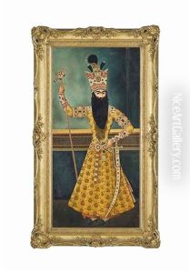 A Portrait Of Fath Ali Shah Qajar by Mihr 'Ali