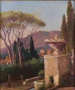 Vue Des Jardins De La Villa D'este by Theodore Claude Felix Caruelle d' Aligny