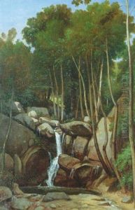 Rochers En Foret De Fontainebleau by Theodore Claude Felix Caruelle d' Aligny