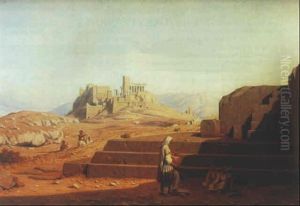 Vue De L'acropole D'anthenes by Theodore Claude Felix Caruelle d' Aligny