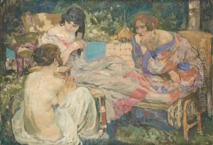 Baigneuses Jouant Aux Cartes by Fernand Allard L'Olivier