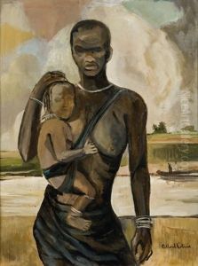Femme Zoulou Et Son Enfant by Fernand Allard L'Olivier
