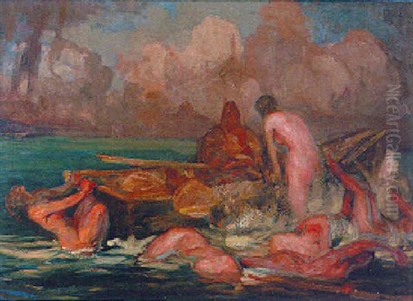 Nymphs Surrounding A Boat - view 1