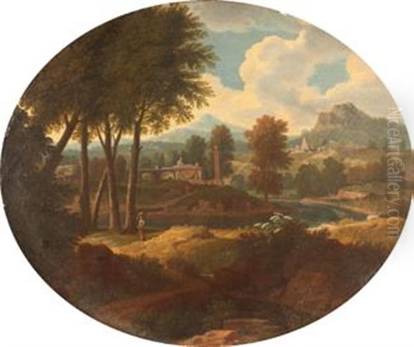 Pendants: Ideale Landschaften Mit Ruinen Und Einem Fluss - view 1
