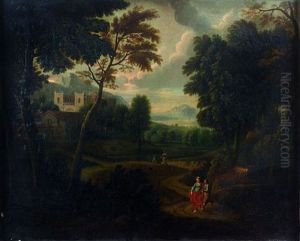 Paysage Antique Avec Des Promeneurs