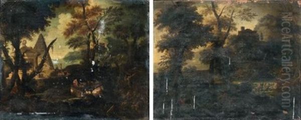 Paysage A La Pyramide (+ Paysage Au Chateau Fortifie; Pair) - view 1