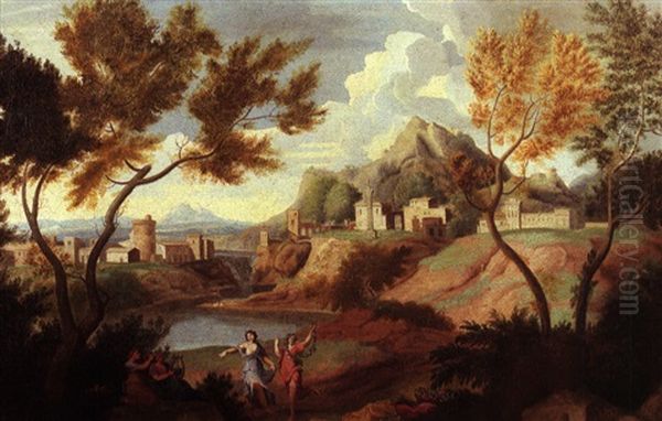 Couple De Danseurs Devant An Paysage Classique - view 1