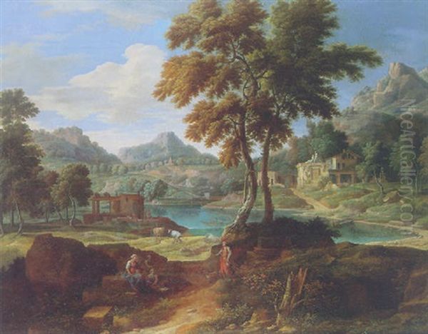 Paysage Aux Bergers Pres D'une Riviere - view 1