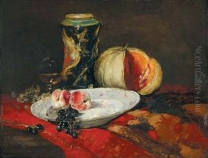 Melon, Vase Et Fruits by Raymond Allegre
