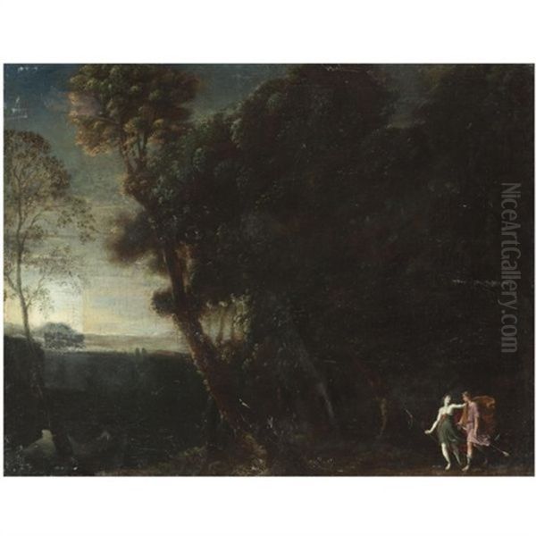 A Wooded Landscape With Two Hunters (cephalus And Procris?) - view 1