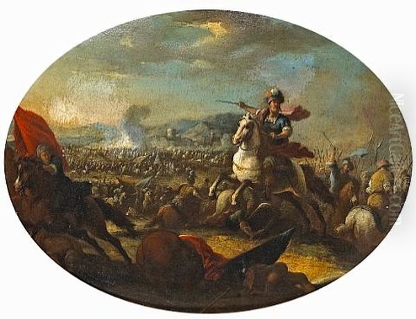 A Battle Scene With A Mounted Warrior In The Foreground - view 1