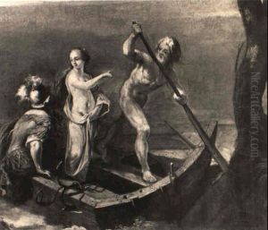 Enea Guidato Dalla Sibilla Attraversa Lo Stige by Francesco Allegrini