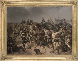 A Battle Between Austrian Grenadiers And French Light Infantry by Friedrich L' Allemand
