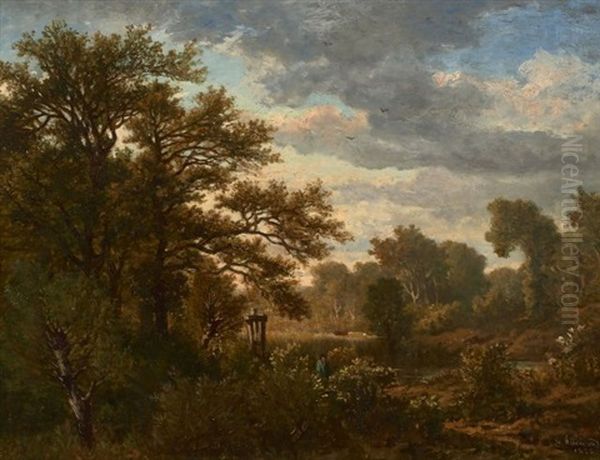 Personnage Pres D'un Etang En Lisiere De Foret - view 1