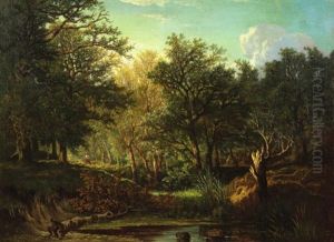 Promeneur En Foret by Hector Louis Allemand