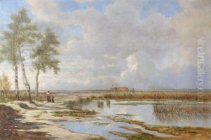 Promenade Et Labour Au Bord De L'etang by Hector Louis Allemand