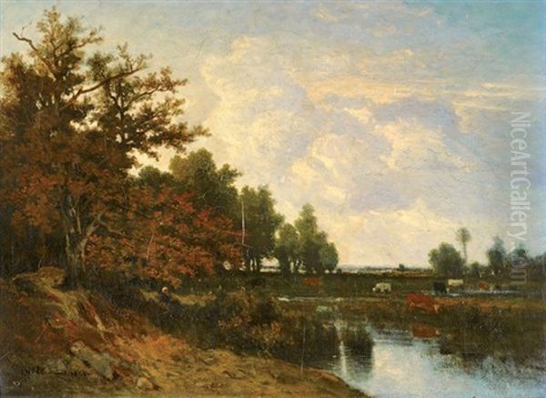 Vaches Au Bord De L'etang - view 1