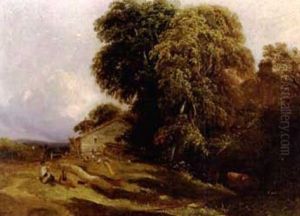Children In A Farmyard by Joseph William Allen