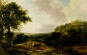 A Country Road Winding Through An Expansive Landscape by Joseph William Allen