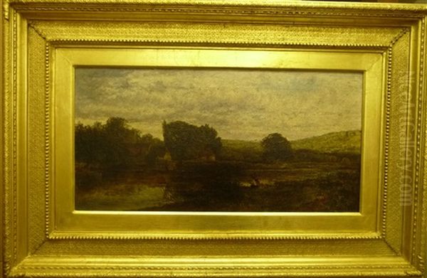 River Landscape With An Angler In The Foreground - view 1