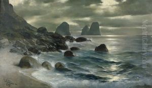 Marina Piccola Auf Capri Mit Blick Auf Die Fara by Christian Wilhelm Allers