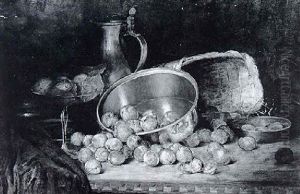 Stilleben Mit Pflaumen by August Herrmann Allgau