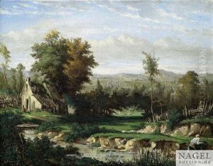 River Landscape With A Farmhouse