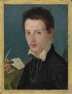 Portrait Of A Young Man, Bust-length, At A Writing Table