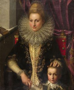 Bildnis Einer Vornehmen Florentinerin Mit Ihrem Sohn (bianca Cappello?) by Alessandro di Cristofano Allori