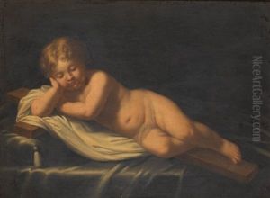 Jesus Enfant Couche Sur La Croix