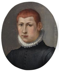 Portrait Of A Gentleman In A Black Doublet And Standing Ruff by Alessandro di Cristofano Allori
