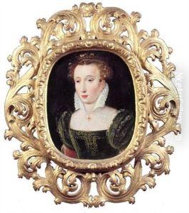 Portrait De Jeune Femme A La Coiffure Ornee De Fleurs Et De Perles