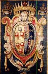 Portiera Ad Arazzo Centrata Dallo Stemma Di Casa De' Medici-lorena by Alessandro di Cristofano Allori