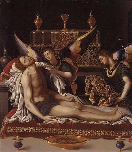Dead Christ Attended By Two Angels - view 1