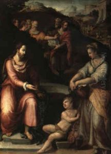 Christ And The Woman Of Samaria At The Well by Alessandro di Cristofano Allori