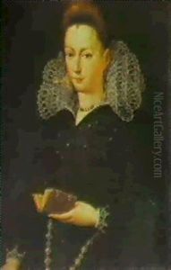 Portrait Of A Lady Holding A Book by Alessandro di Cristofano Allori