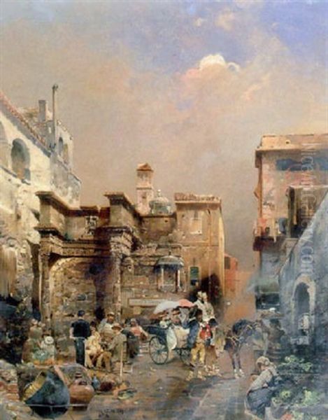 Figures In A Roman Street - view 1