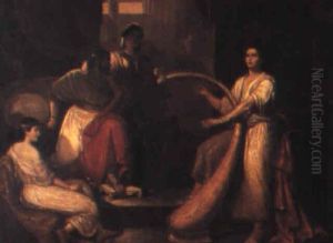 Playing And Singing With Harp by Washington Allston
