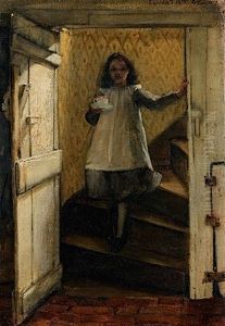 Jeune Fille Descendant Un Escalier by Laura Theresa Alma-Tadema